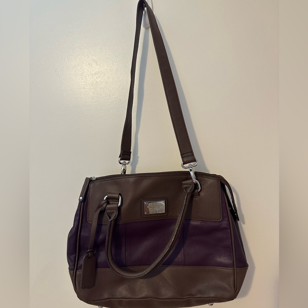 Tignanello Brown and Purple Leather Purse